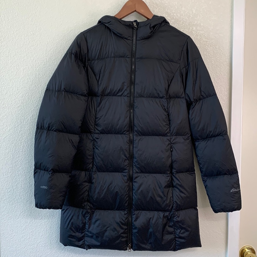 Eddie Bauer Black Quilted Puffer Coat with Hood